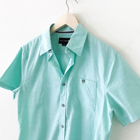 nwot | men’s mint blue casual button down tee - Picture 8 of 8